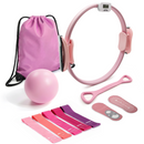 MaxU Pilates Ring Set for Women, Home Workout Yoga Equipment Kit with Counting Pilates Ring, Yoga Ball, Yoga Socks, Glute Resistance Bands, Long Pull Band & Storage Bag – Pink