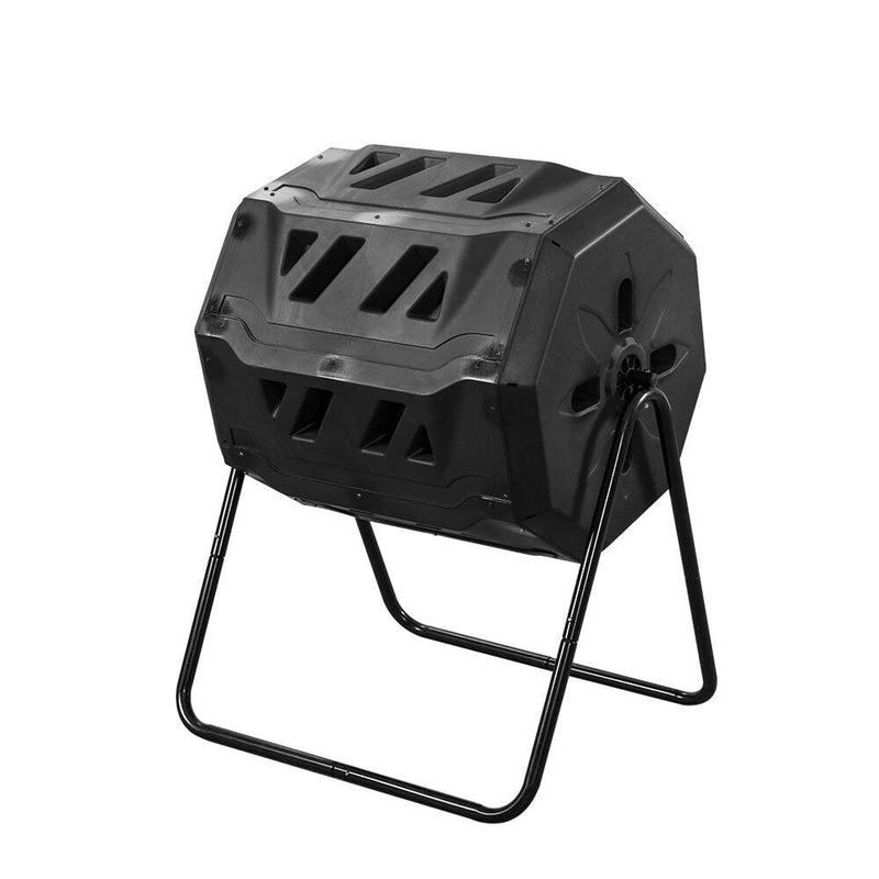 160L Tumbling Garden Compost Bin Heavy Duty with Easy Turn, Dual Chamber and Internal Churn Fins