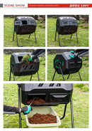 160L Tumbling Garden Compost Bin Heavy Duty with Easy Turn, Dual Chamber and Internal Churn Fins