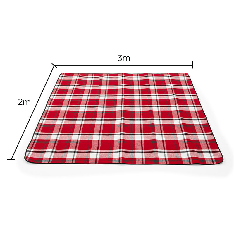 Viviendo 200x300cm Waterproof Outdoor Picnic Rug Blanket - Red Tartan