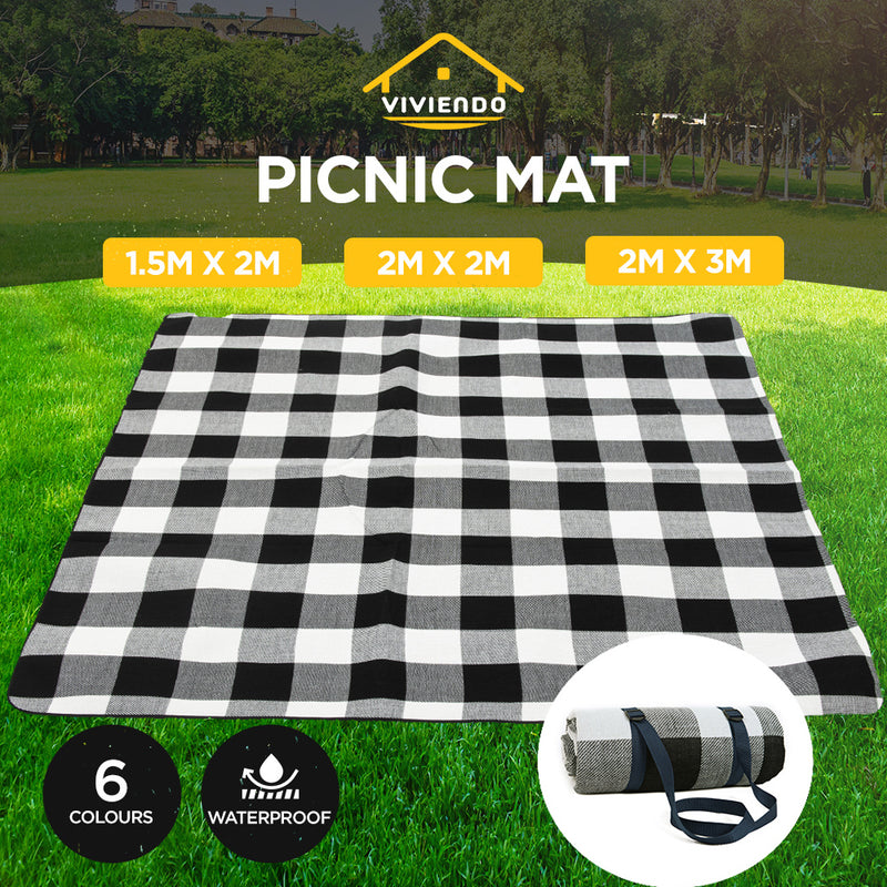 Viviendo 150x200cm Waterproof Outdoor Picnic Rug Blanket Classic - Grey Tile