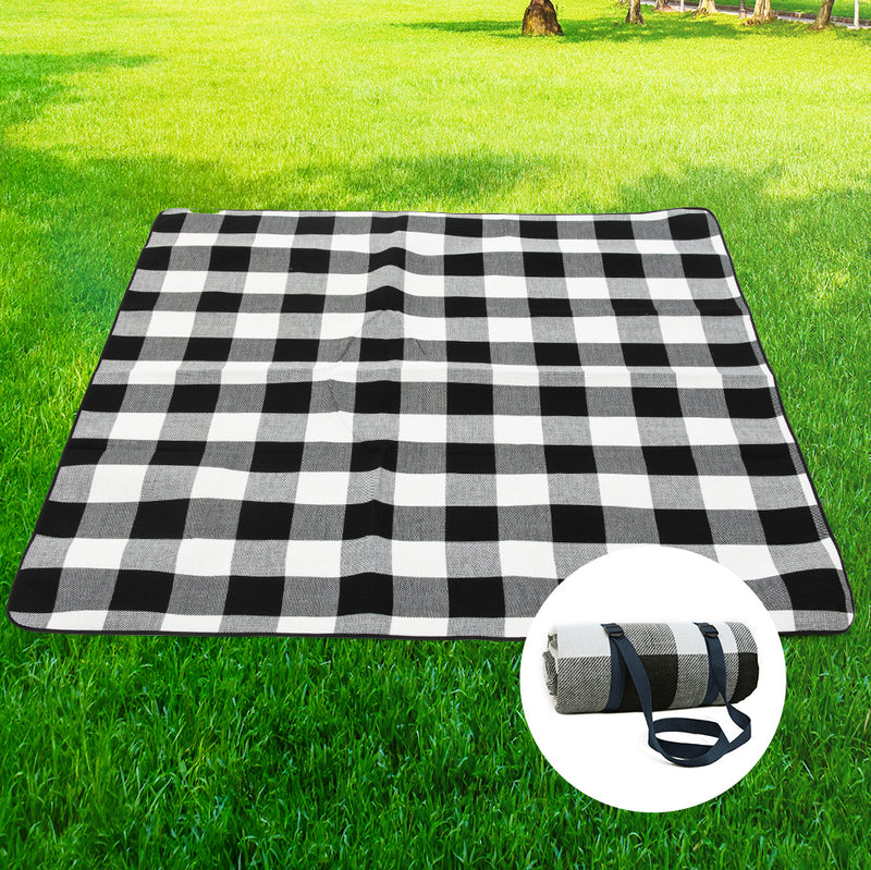 Viviendo 200x200cm Waterproof Outdoor Picnic Rug Blanket Classic - Grey Tile