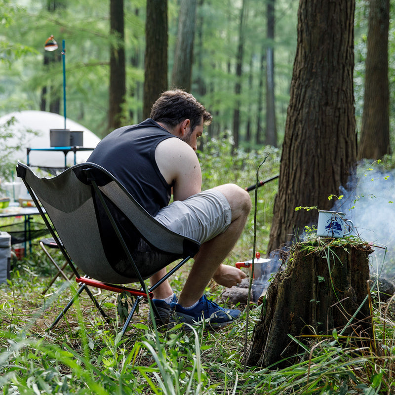 Naturehike Folding Moon Chair Outdoor Fishing Ultralight Portable Camping Chair - Black