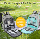 Viviendo Picnic Backpack for 2 Person with Insulated Leakproof Cooler Bag and Cutlery Set