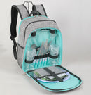 Viviendo Picnic Backpack for 2 Person with Insulated Leakproof Cooler Bag and Cutlery Set - Aqua
