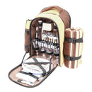 Viviendo Picnic Backpack for 4 Person with Insulated Leakproof Cooler Bag and Cutlery Set - Vintage Brown
