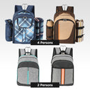 Viviendo Picnic Backpack for 4 Person with Insulated Leakproof Cooler Bag and Cutlery Set - Vintage Brown