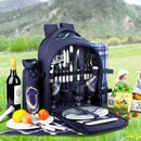 Viviendo Picnic Backpack for 4 Person with Insulated Leakproof Cooler Bag and Cutlery Set - Brown