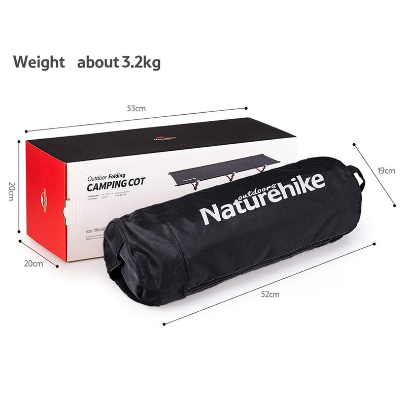 Naturehike Outdoor Ultralight Foldable Camping Bed Portable Cot Stretchers - Black