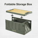 Naturehike 60L Foldable Portable Camping Storage Box with Bamboo Table Top - Army Green