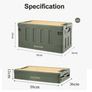 Naturehike 60L Foldable Portable Camping Storage Box with Bamboo Table Top - Army Green