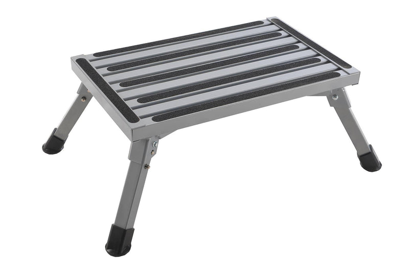 Folding Step Stool, Portable Aluminium Platform Steps Anti-Slip Surface & Rubber Feet Caravan Accessories Camper Trailer, 150KG Capacity