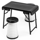 Mt Aspire Telescopic Folding Stool with LED Lamp, Waterproof Foldable Aluminium Frame Table - 3PCs Set (2 x stools, 1x table)