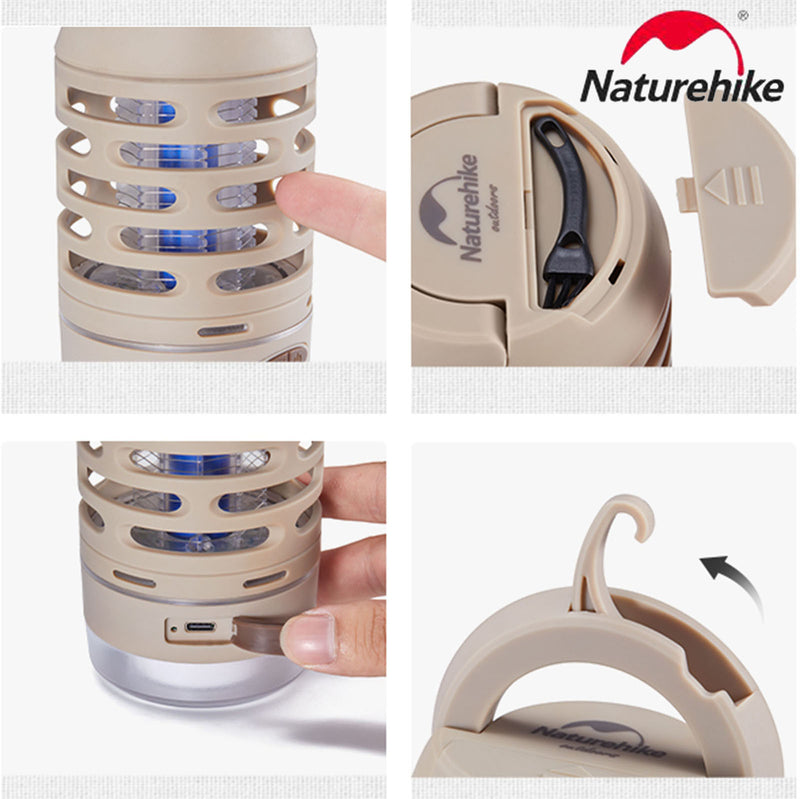 Naturehike Outdoor Electric Shock Mosquito Lamp Insect Repellent Light Waterproof Camping Lights Outdoor Flashlight Tent Light - Khaki