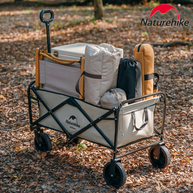 Naturehike Outdoor 90L Folding Wagon Camping Hiking Cart Garden Patio Cart - Khaki