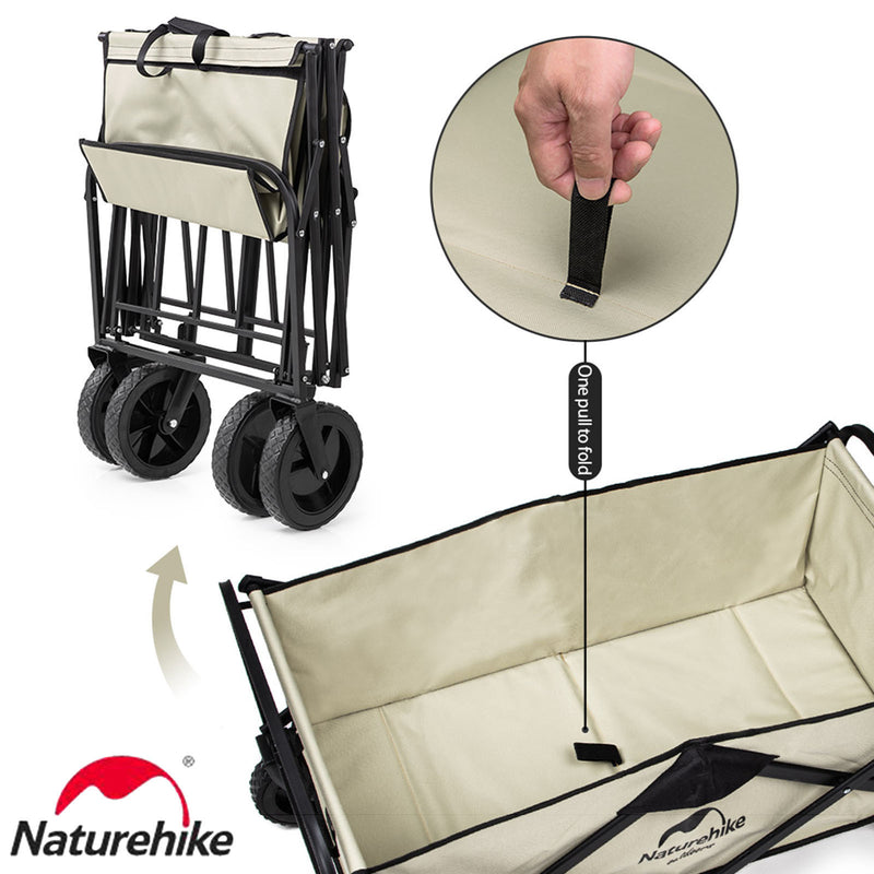 Naturehike Outdoor 90L Folding Wagon Camping Hiking Cart Garden Patio Cart - Khaki