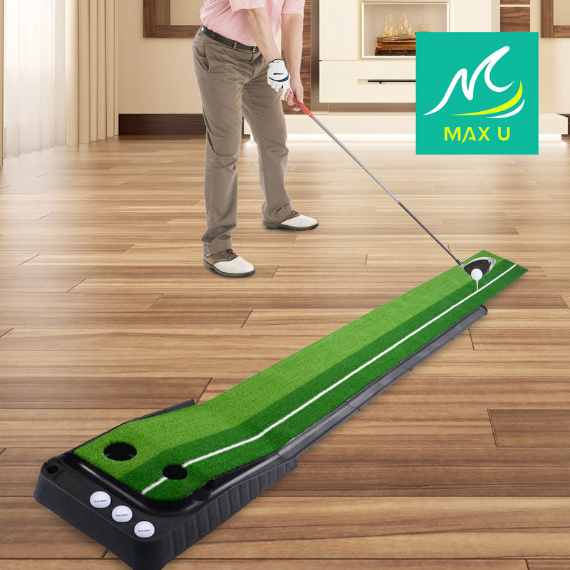 MaxU 3M Golf Putting Mat Practice Putter Indoor Outdoor Training Exerciser - Green