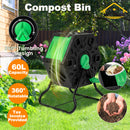 Viviendo 60L Tumbling Garden Compost Bin Heavy Duty 360 Degree Rotating Recycle - Green