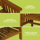 HortiKRAFT Wooden Garden Bench Outdoor Twin Loveseat 2-Seater Table Furniture