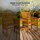 HortiKRAFT Wooden Garden Bench Outdoor Twin Loveseat 2-Seater Table Furniture