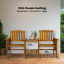 HortiKRAFT Wooden Garden Bench Outdoor Twin Loveseat 2-Seater Table Furniture - White