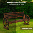 HortiKRAFT Wooden Wagon Wheels Bench Outdoor Chair 3-Seater Garden Furniture - Charcoal