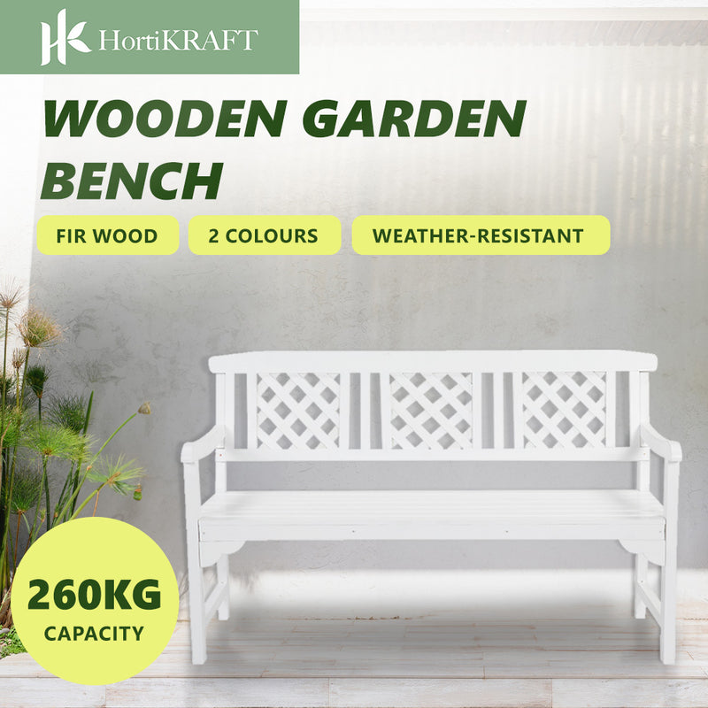 HORTIKRAFT Wooden Garden Bench Outdoor Furniture 3-Seater Lounge-Natural Wood