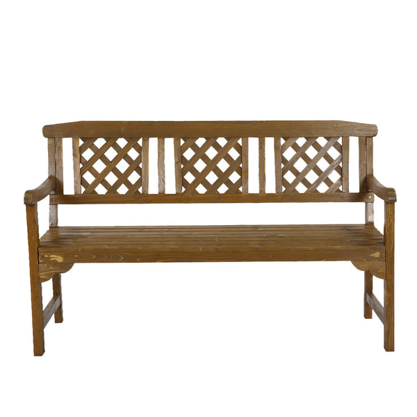 HORTIKRAFT Wooden Garden Bench Outdoor Furniture 3-Seater Lounge-Natural Wood