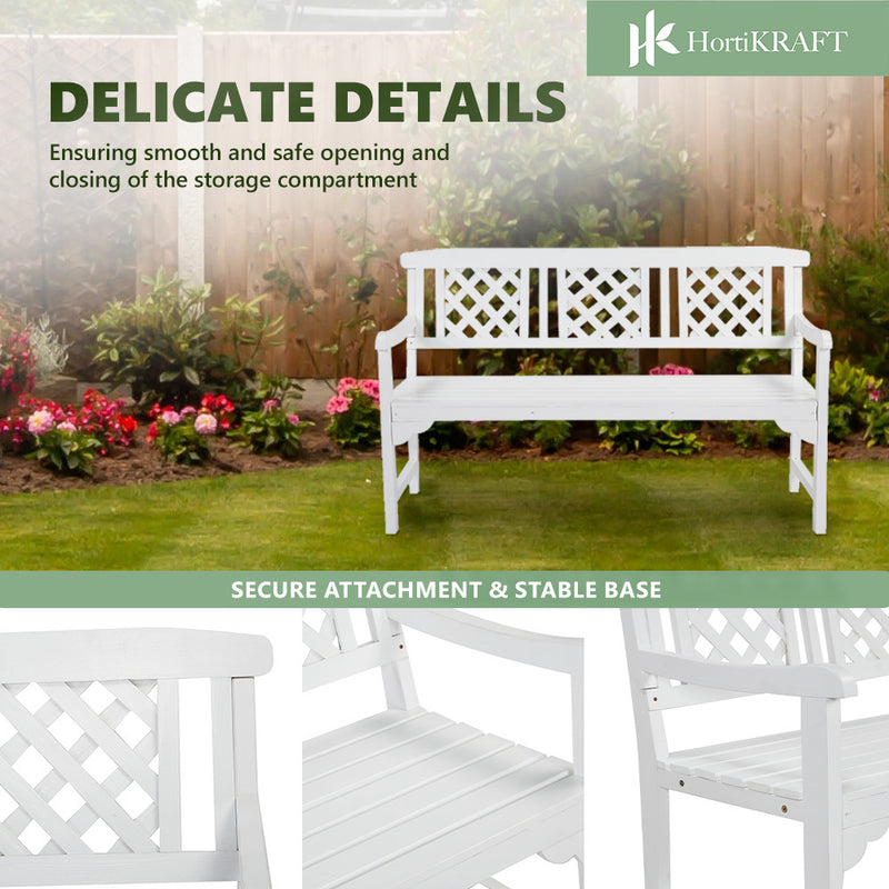 HORTIKRAFT Wooden Garden Bench Outdoor Furniture 3-Seater Lounge-Natural Wood