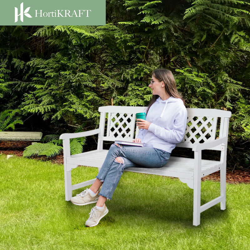 HORTIKRAFT Wooden Garden Bench Outdoor Furniture 3-Seater Lounge-Natural Wood