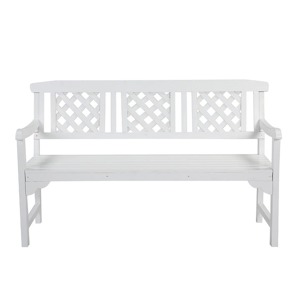 HORTIKRAFT Wooden Garden Bench Outdoor Furniture 3-Seater Lounge Patio Lattice