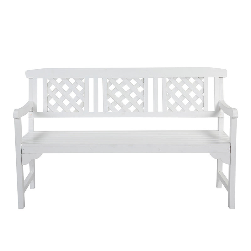 HORTIKRAFT Wooden Garden Bench Outdoor Furniture 3-Seater Lounge Patio Lattice