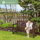 HORTIKRAFT Wooden Garden Bench Outdoor Furniture 3-Seater Lounge Patio Dark Wood