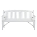 HORTIKRAFT Wooden Garden Bench Outdoor Furniture 3-Seater Lounge Patio White