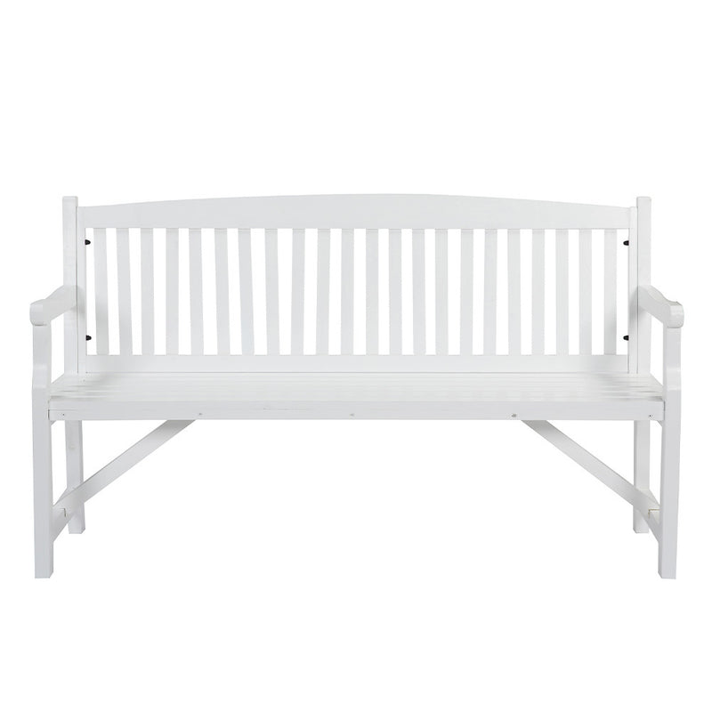 HORTIKRAFT Wooden Garden Bench Outdoor Furniture 3-Seater Lounge Patio White