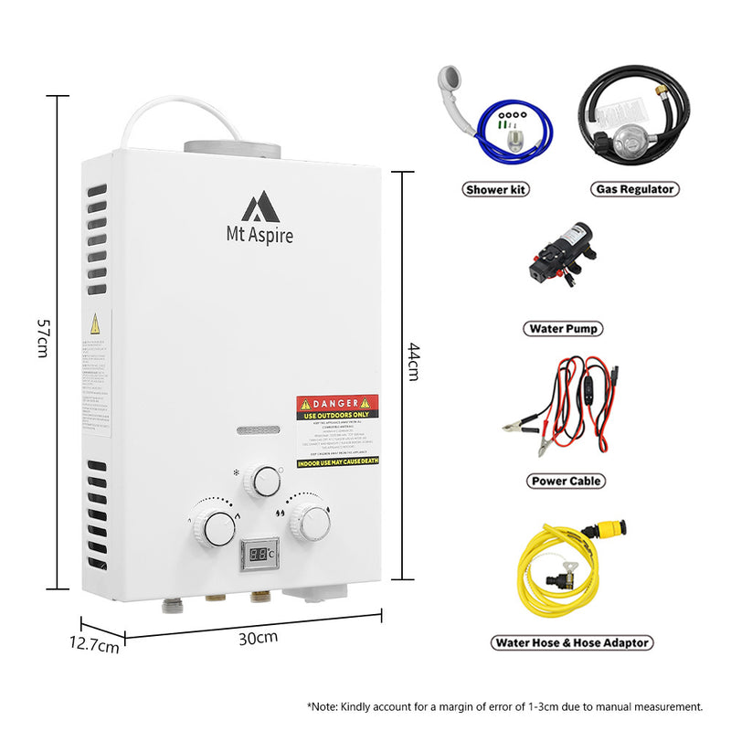 Mt Aspire Portable Gas Hot Water Heater System Pump Outdoor Camping Shower