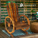 HortiKRAFT Wooden Wagon Wheels Bench Outdoor Chair Single Garden Furniture Patio