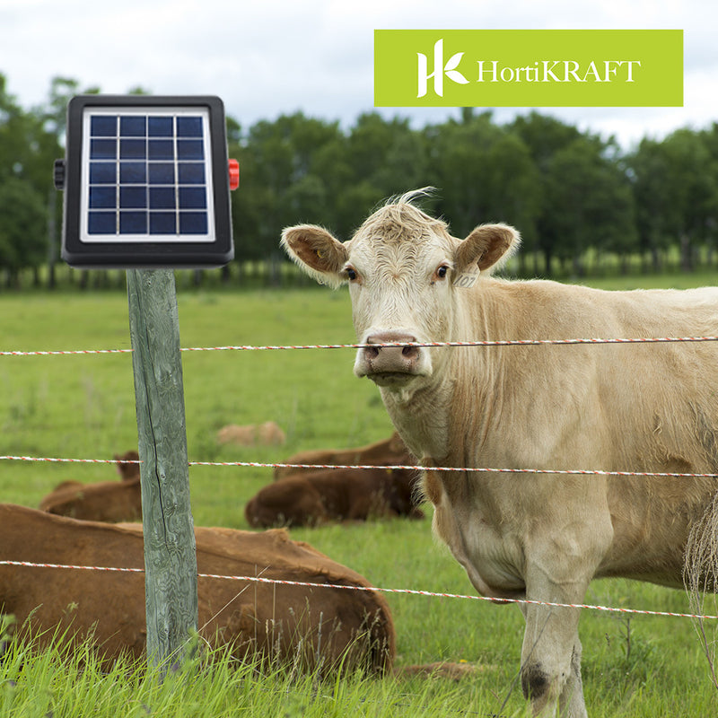 HORTIKRAFT 2.5-4KM All-in-one Solar Fence Energizer Electric Charger for Cattle Horses Sheep Farm Livestock