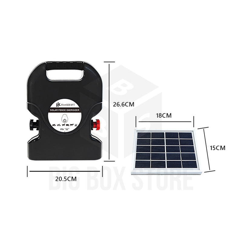 HortiKraft 8km Solar Powered Fence Energizer Electric Charger 0.3J Farm Animal Livestock