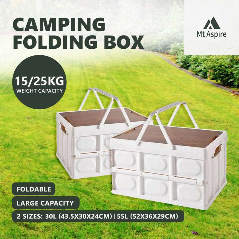 Mt Aspire Folding Camping Storage Box - 30L Organizer with Handle for Picnic