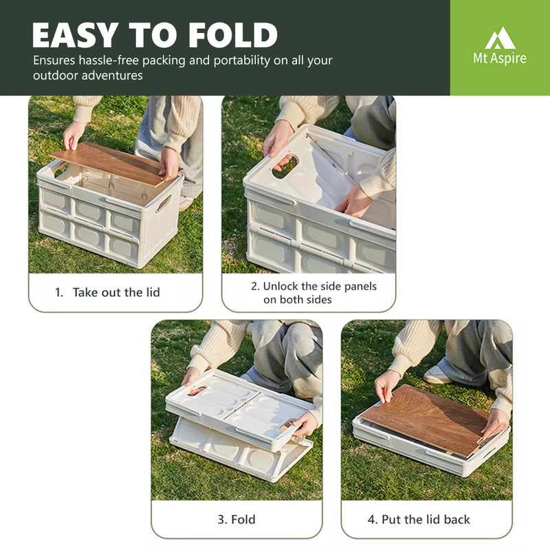 Mt Aspire Folding Camping Storage Box - 30/55L Organizer with Handle Picnic