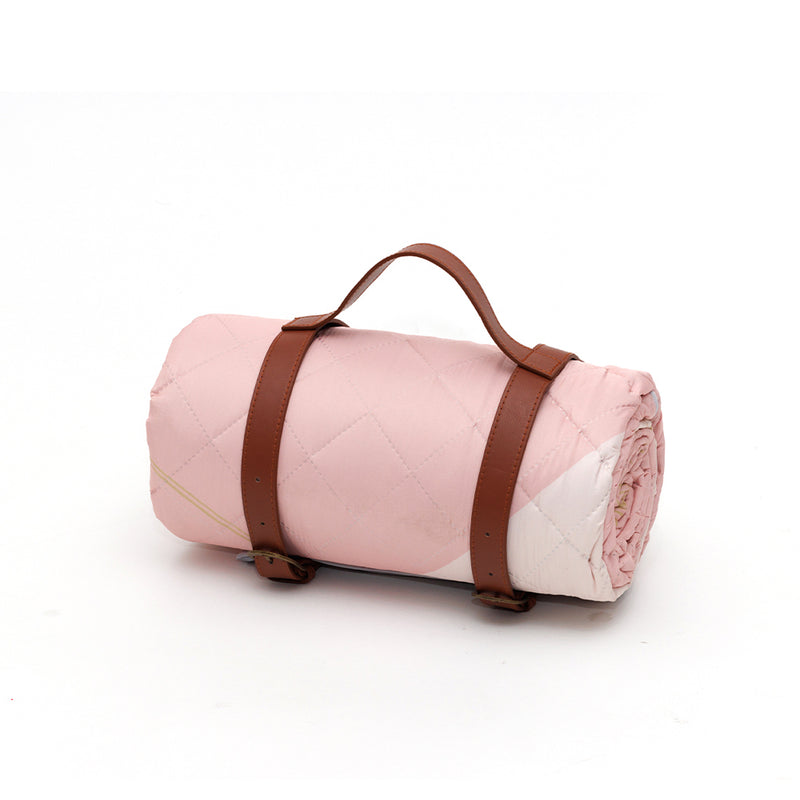 Viviendo Picnic Blanket Rug Waterproof with Leather Carry Strap Outdoor Beach Mat  - Pink