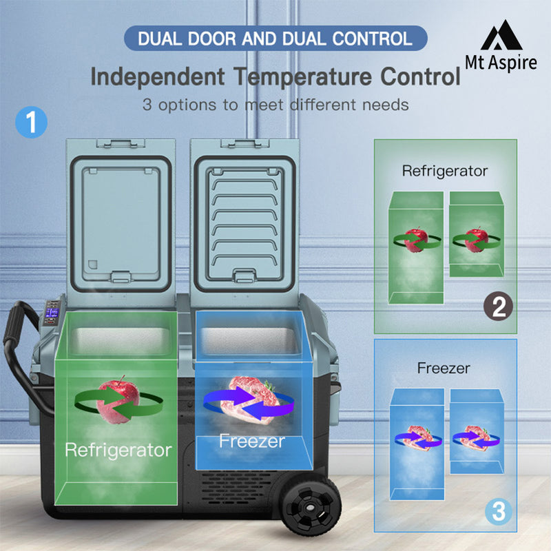 Mt Aspire 38L Dual Zone Portable Camping Fridge Freezer Cooler Caravan Car 12V/ 24V/240V