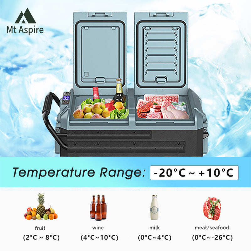 Mt Aspire 38L Dual Zone Portable Camping Fridge Freezer Cooler Caravan Car 12V/ 24V/240V