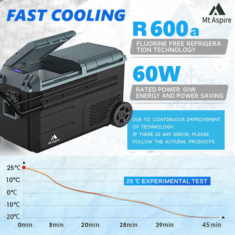 Mt Aspire 38L Dual Zone Portable Camping Fridge Freezer Cooler Caravan Car 12V/ 24V/240V