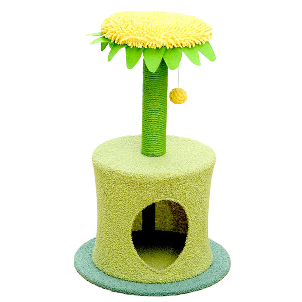 Furbulous Sunflower Cat Tree scratching Post and Cat Tower with Hideaway