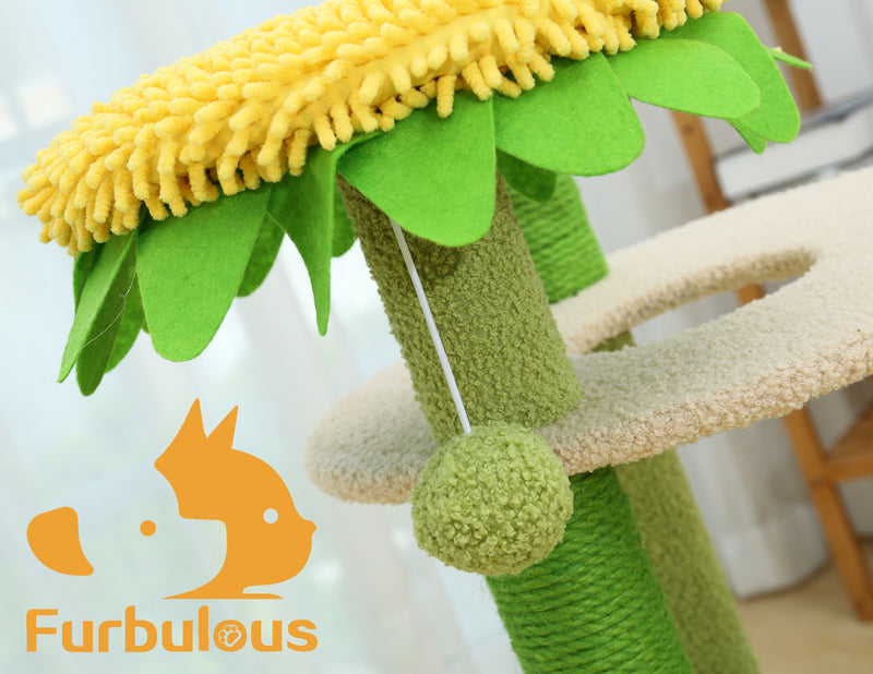Furbulous Daisy Cat Tree Multilevel Cat Tower with Scratching Pole and Resting Platform