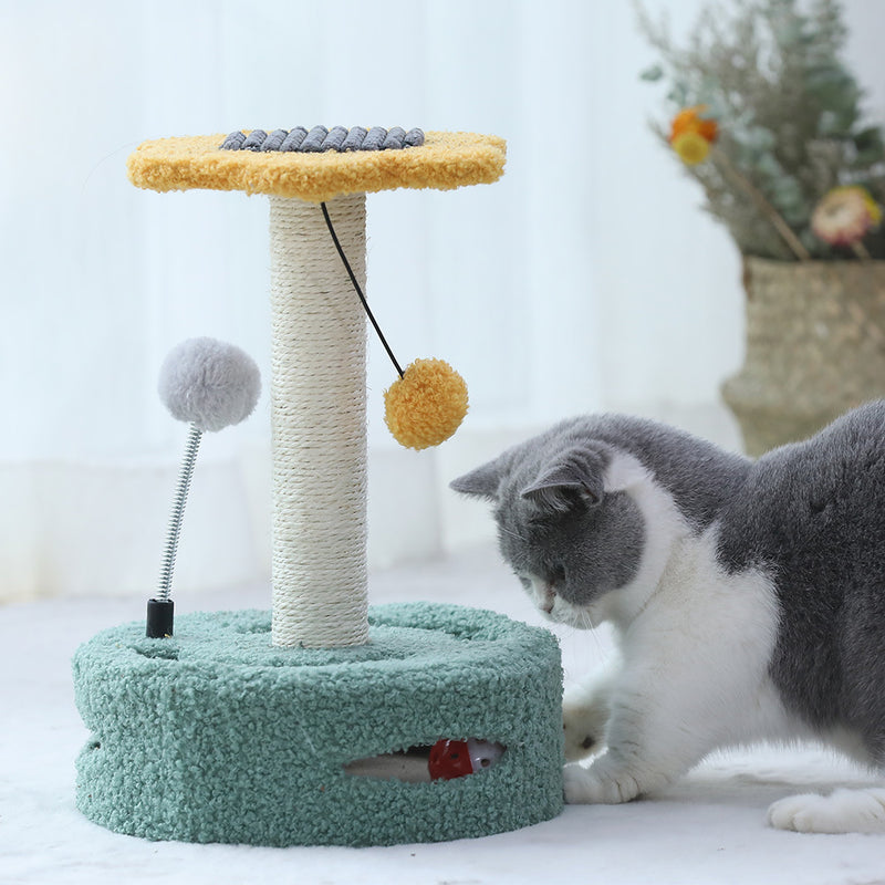 Furbulous Daisy Cat Scratching Post with 2 Bobs and Play Compartment