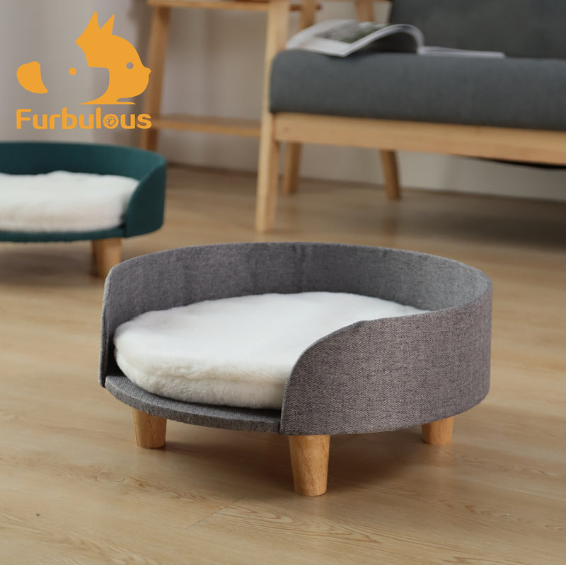 Furbulous Pet Sofa Bed Fluffy Calming Luxury Cat Rest Sleep Pet Furniture - Grey