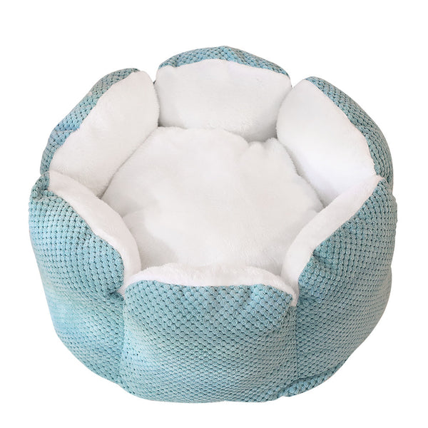 Furbulous Calming Pet Bed with Fluffy Soft Cushion for Cat and Small Dog to Rest and Sleep - Blue